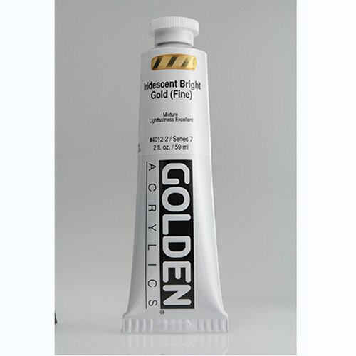 Golden, Heavy Body, Acrylic, Paint, 2oz, Iridescent Bright Gold (Fine)